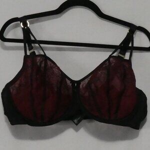 AG - ASHLEY GRAHAM | 40 DDD | Burgundy and Black Lace Accented Bra